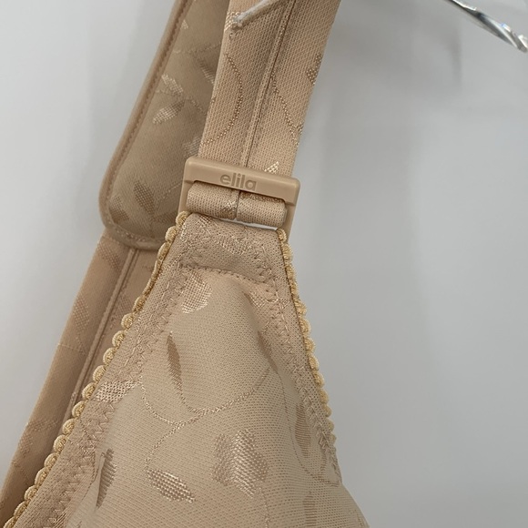 Elila Jacquard wire-free soft cup bra mocha nude non-padded 5 hook eye 38L - Picture 3 of 6
